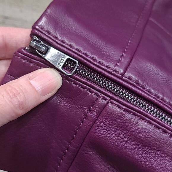 🚩Softest Boss High Waisted Raspberry Sheap Leather Pencil Skirt Size0 - Picture 6 of 12